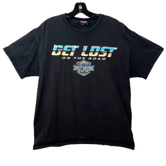 Harley Davidson T Shirt Mens L Double Sided 2016 Get Lost On The Road Appleton - Picture 1 of 16